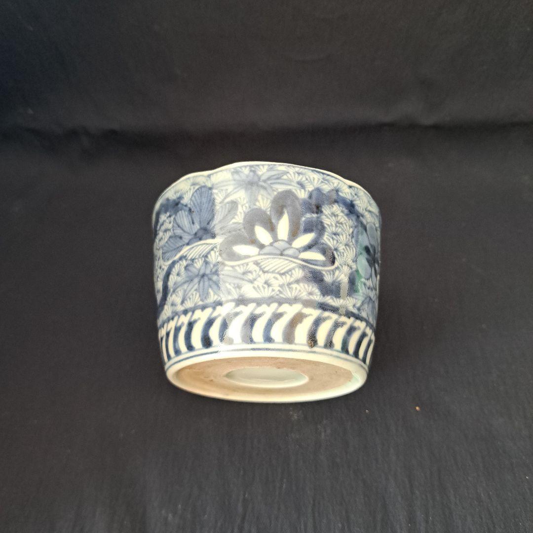 「新春に 松竹梅のそば猪口！①」 古伊万里染付猪口(直径10cm) 骨董アンティ