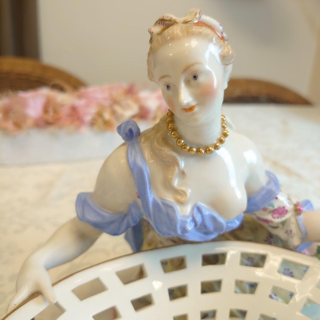 マイセン　大型　ポプリボウル　ペア　貴婦人　貴公子