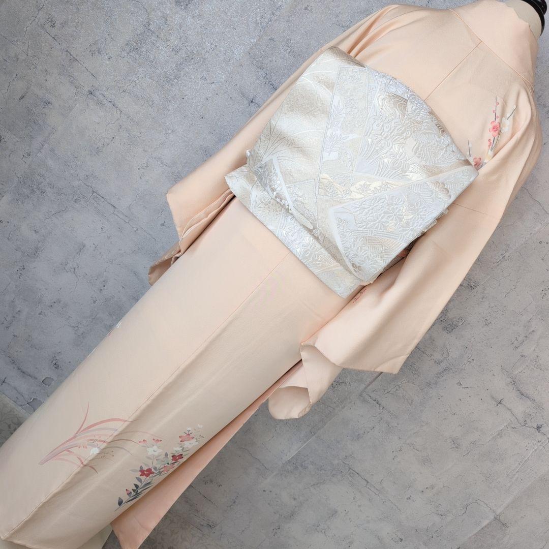 訪問着　フルセット　着物　正絹　加賀友禅　松坂屋　花梅　祝い事　O2