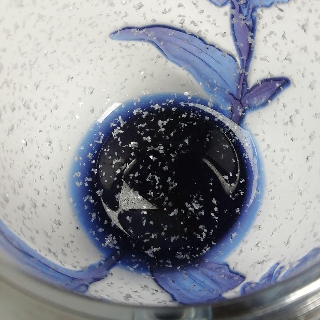 Ｗ４３　棗　『砂彫硝子　つゆ草』『茶器』『松本正雄 作』　共箱　茶道具