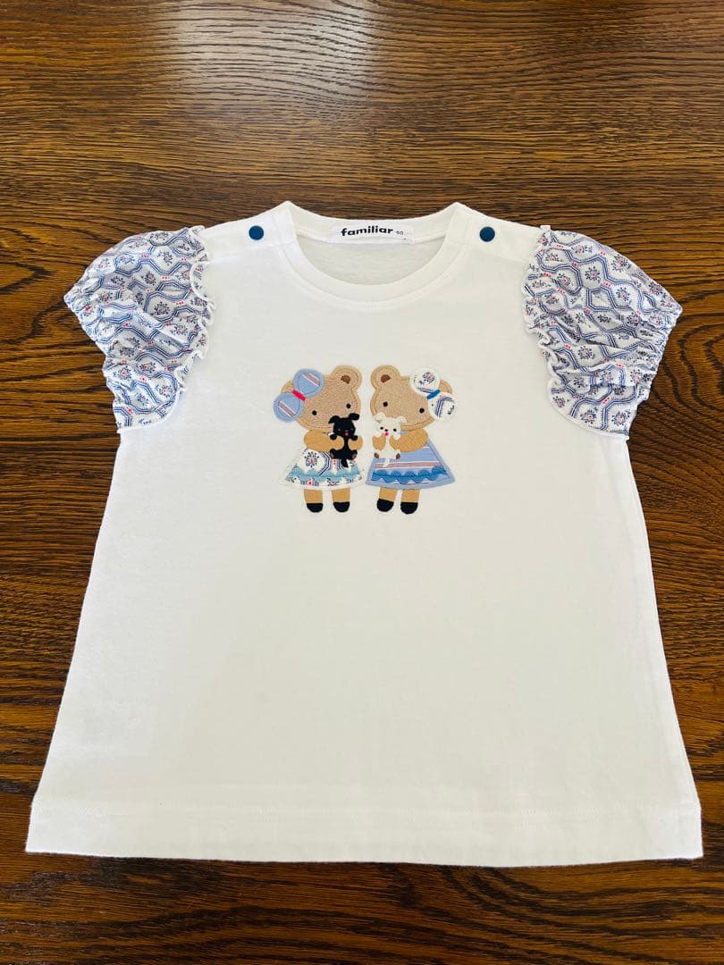 ファミリア 即完売　美品　ブルーリバティ　クマ　　テリア　Tシャツ　パフスリーブ