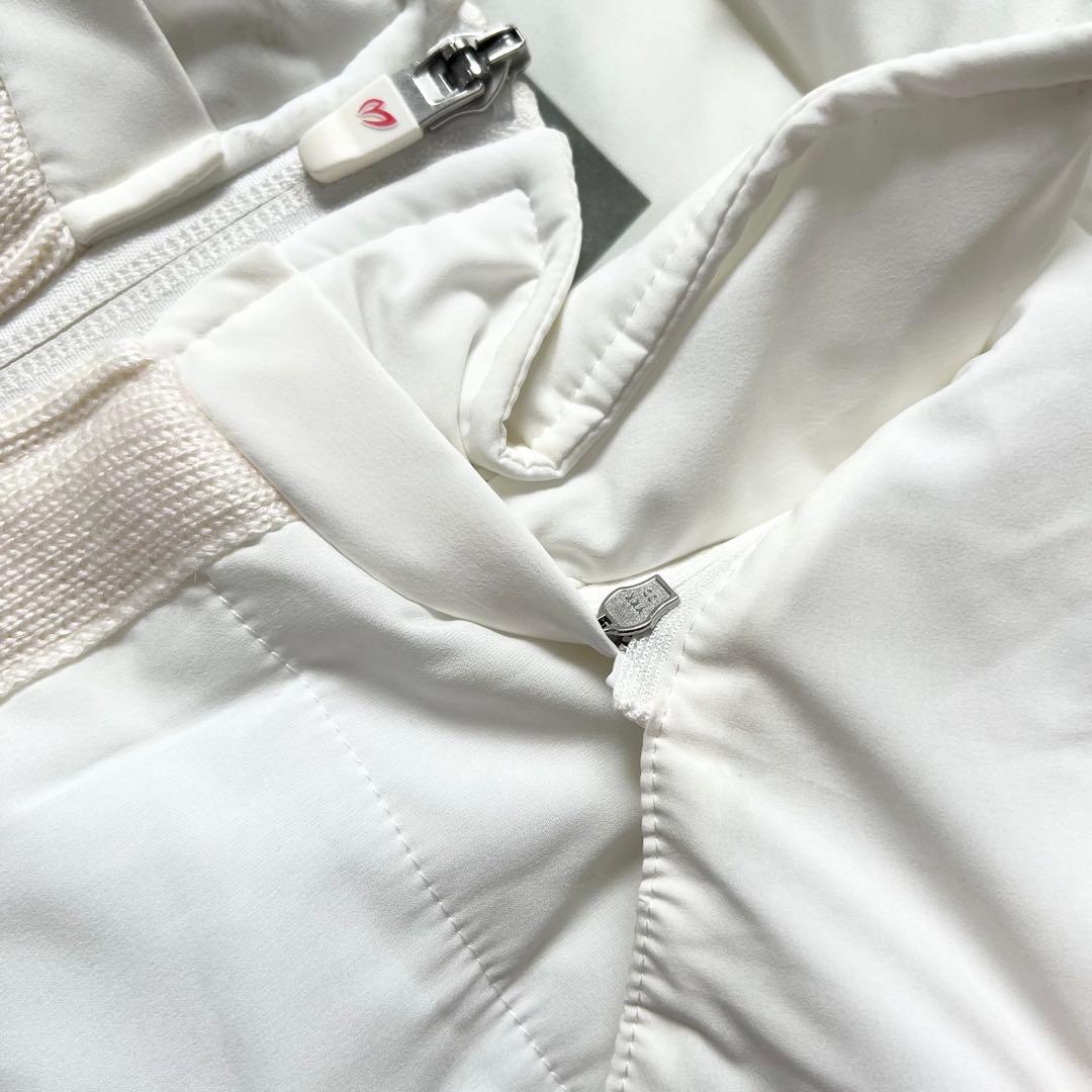 パーリーゲイツ　マスターバニー　異素材　切り替え　ニット×ダウン　パーカー　ロゴ