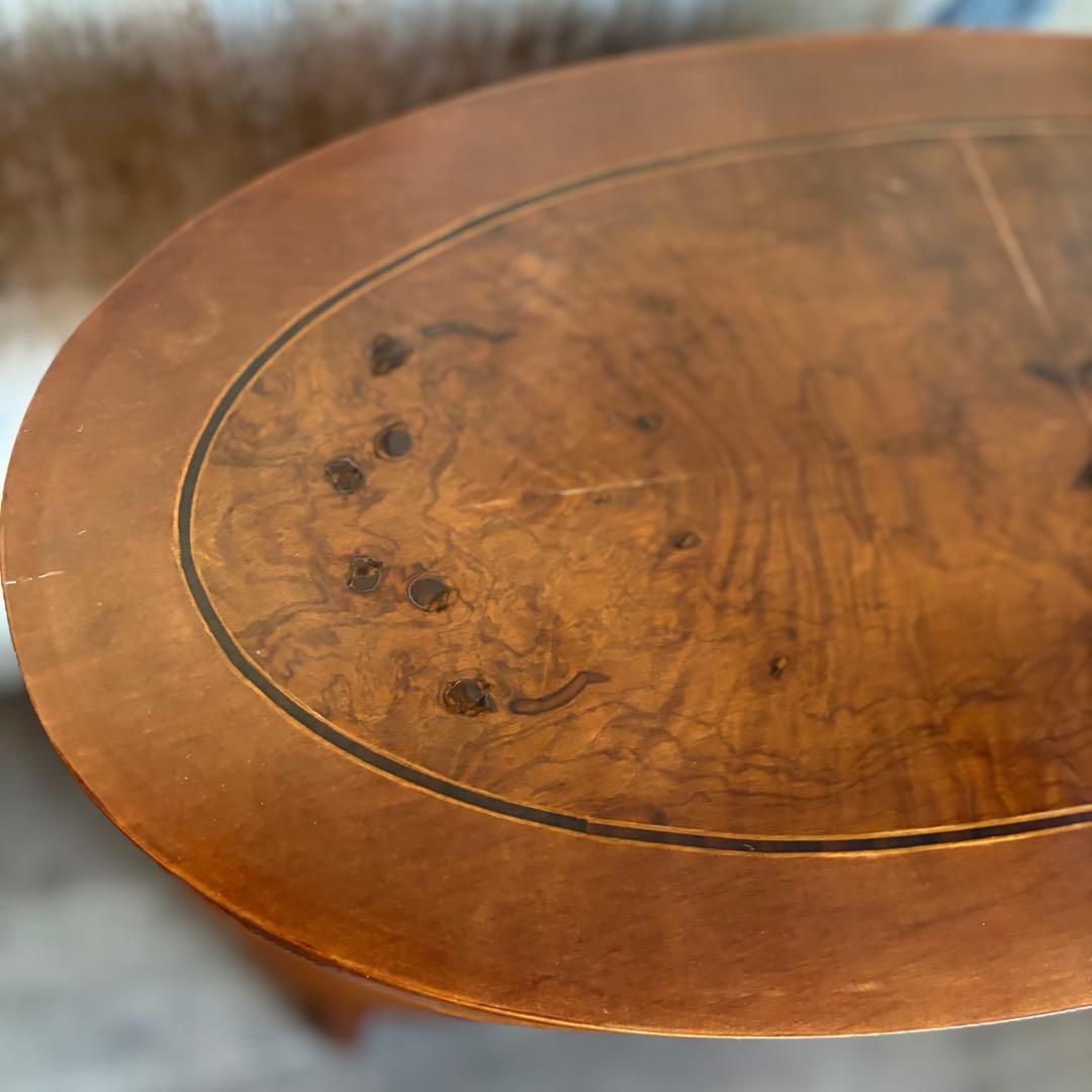 英国　白鳥モチーフ　オーバルコンソール　ウォルナット