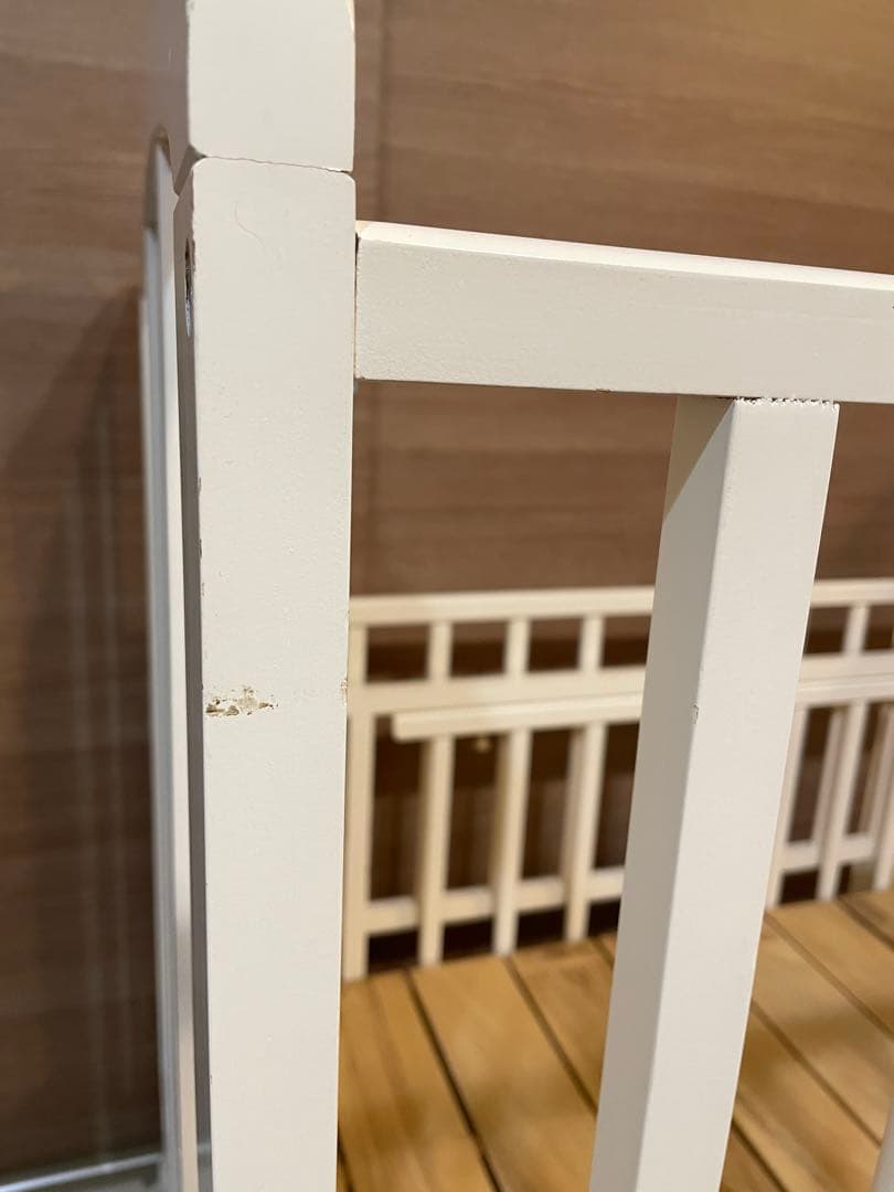 ホワイト 木製 ベビーベッド キャスター付き