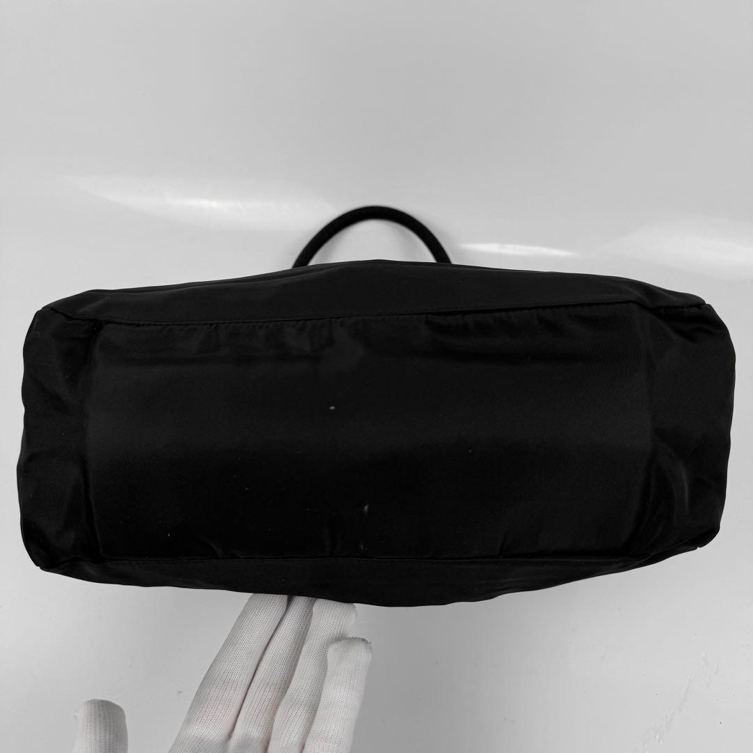 【美品】PRADA プラダ ミニボストンバッグ 三角ロゴ ナイロン 黒 白タグ