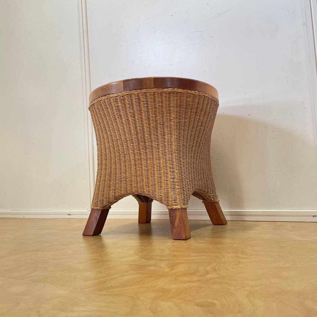 ペーパーコード編み 木製 サイドテーブル 花台 スツール テーブル 椅子 イス
