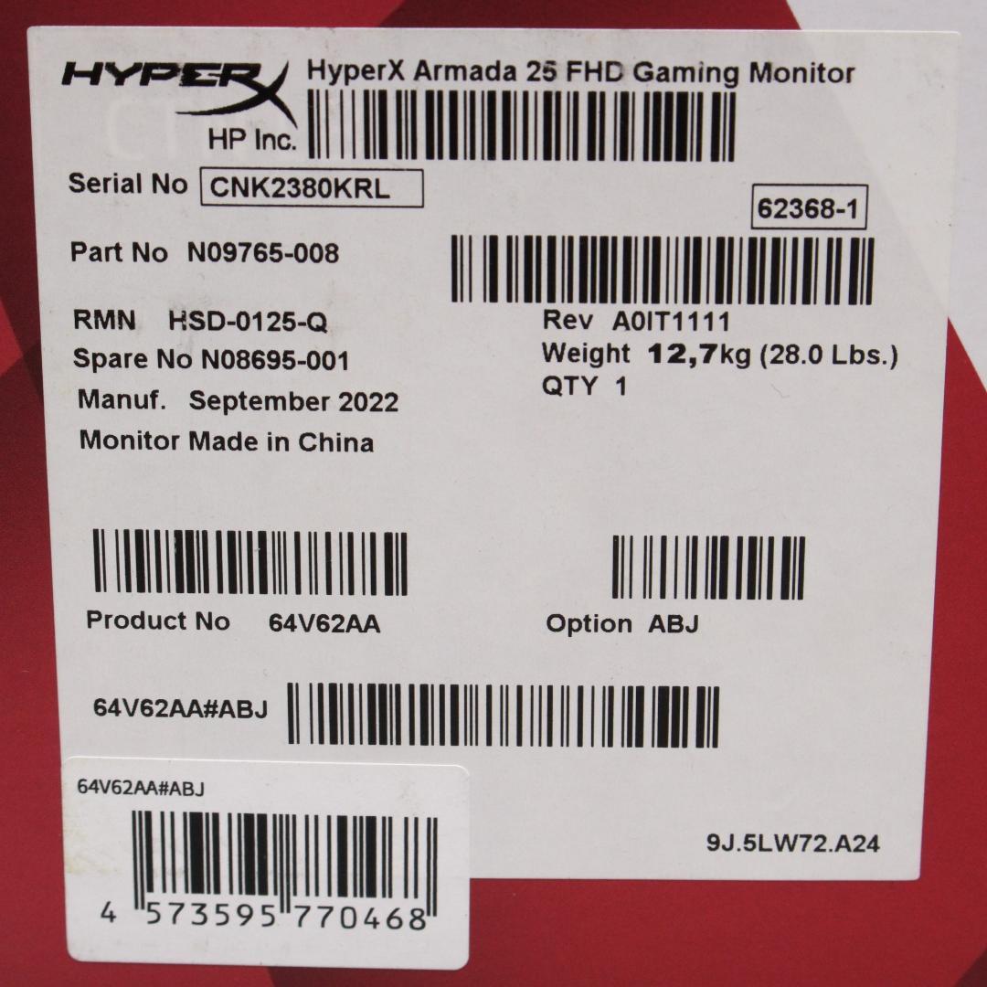 新品展示品 HyperX Armada 25インチモニタ 64V62AA#ABJ