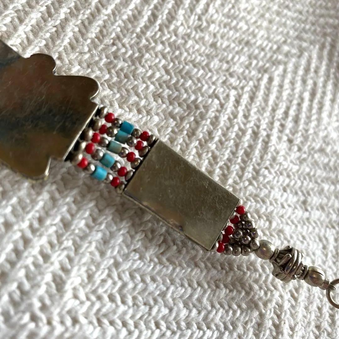チベット銀象嵌細工ブレスレット 琥珀調 ターコイズ 珊瑚 伝統工芸シルバー