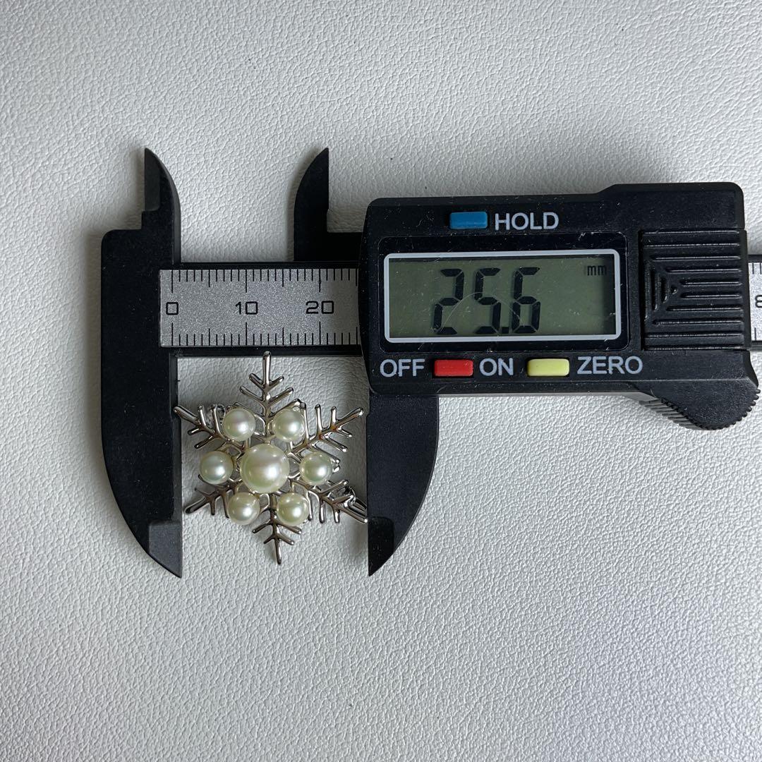 X240 ミキモト　MIKIMOTO 雪の結晶　パール　ブローチ　シルバー