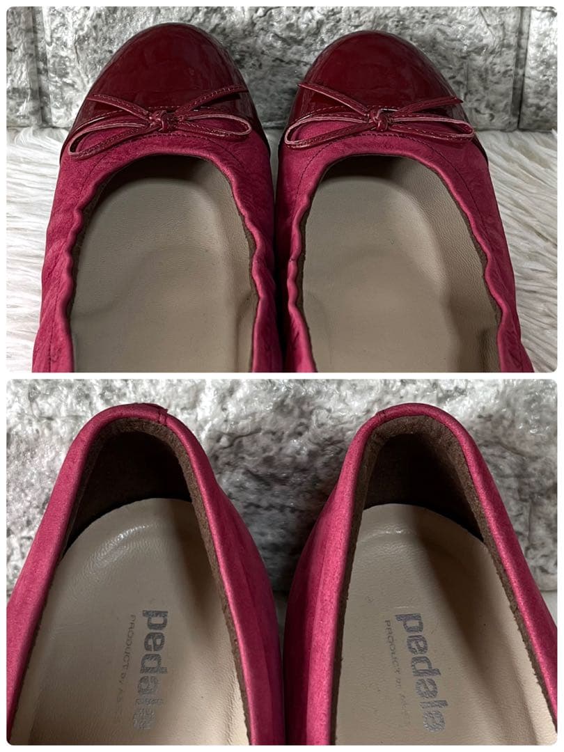 【新品未使用】ペダラ　エナメル　スエード　ローヒールパンプス　バレエシューズ