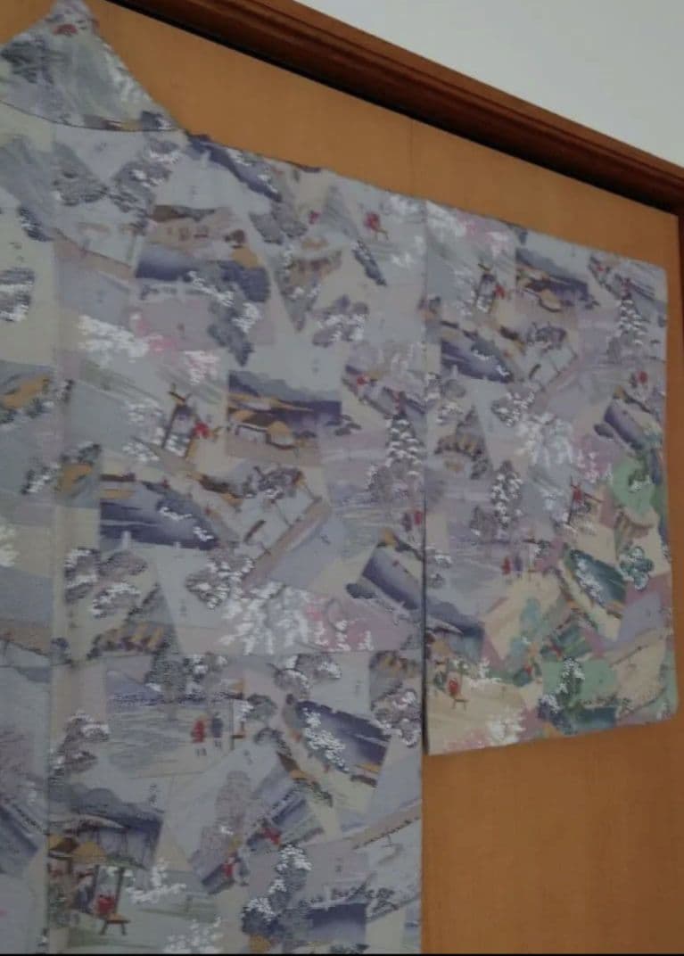 yochan【未使用に近い極美品】小紋フルセット　正絹袷　浮世絵　六通袋帯