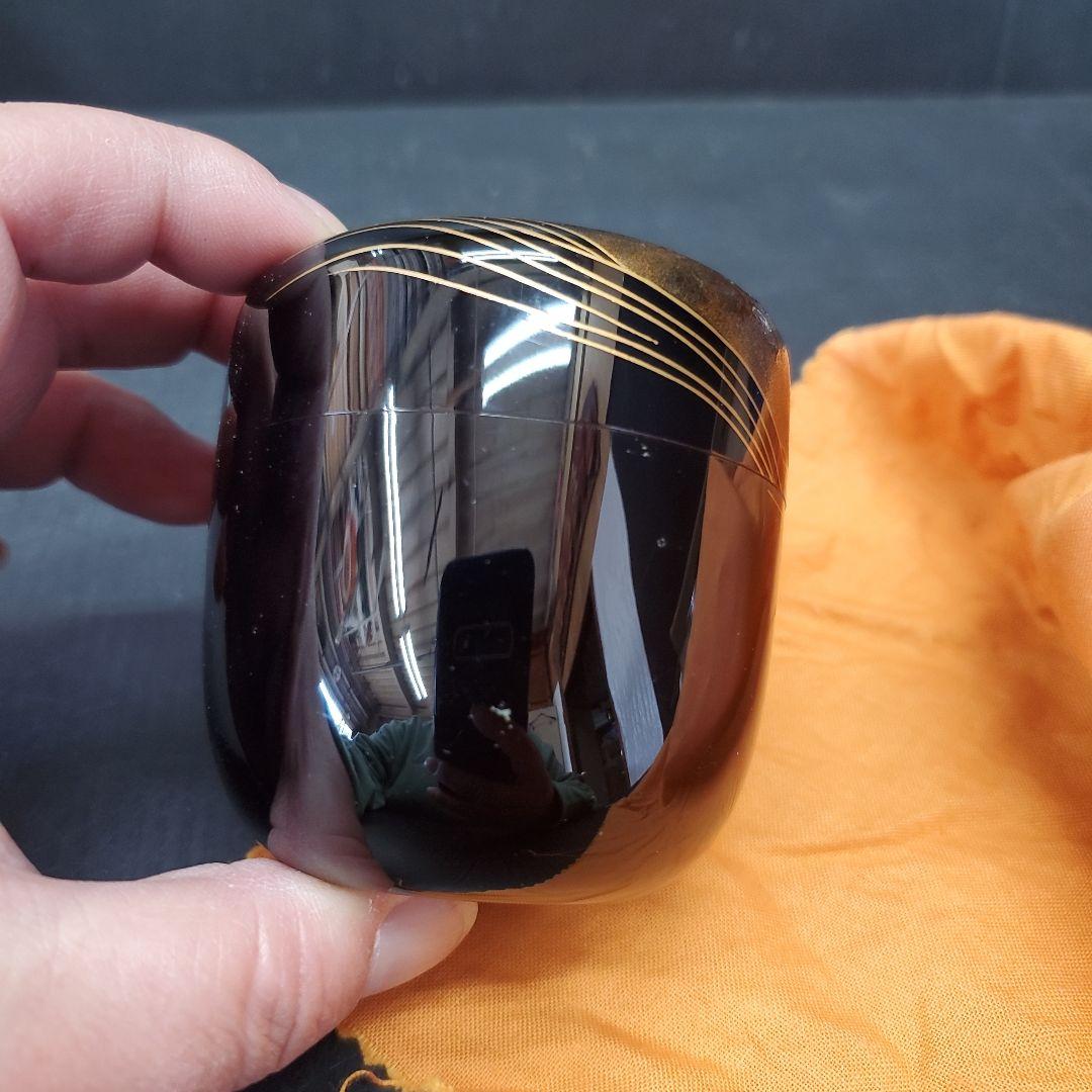 宗利 鶺鴒蒔絵 中棗 螺鈿 茶道具 煎茶道具 共箱　110