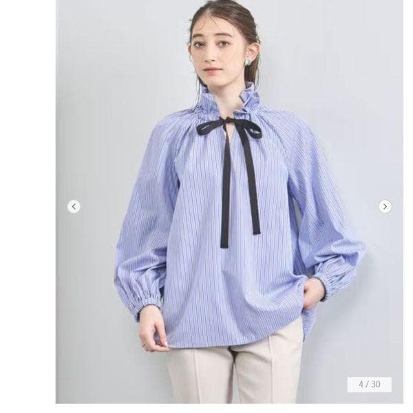 ユナイテッドアローズ UNITED ARROWS ストライプ リボンブラウス