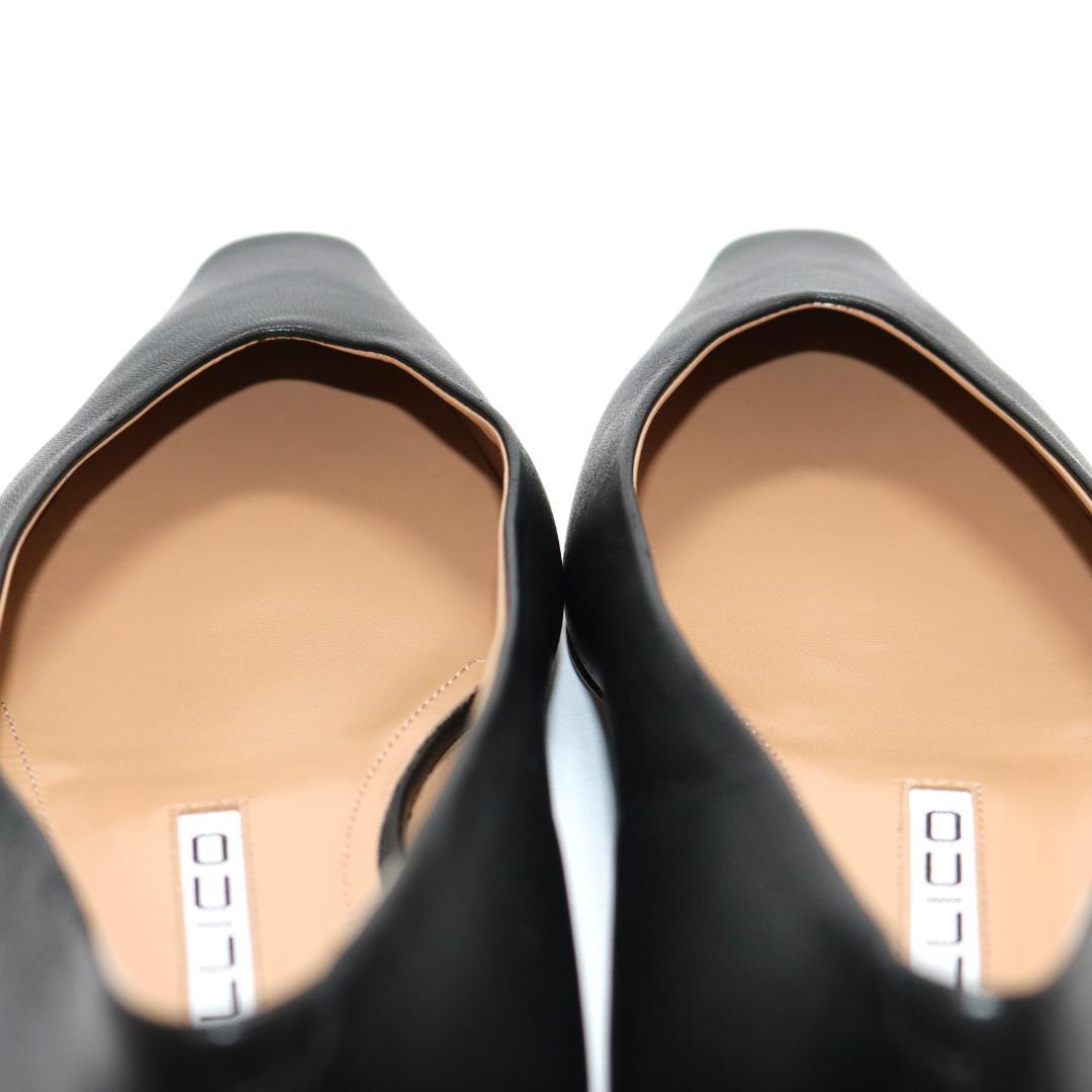 【極美品】ペリーコ ダマ フラットパンプス 38 黒 レザー スクエアトゥ 革靴