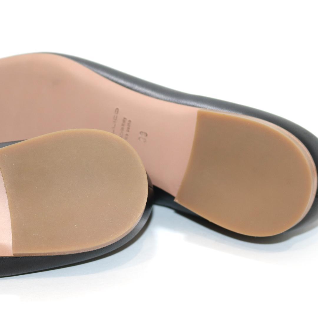 【極美品】ペリーコ ダマ フラットパンプス 38 黒 レザー スクエアトゥ 革靴