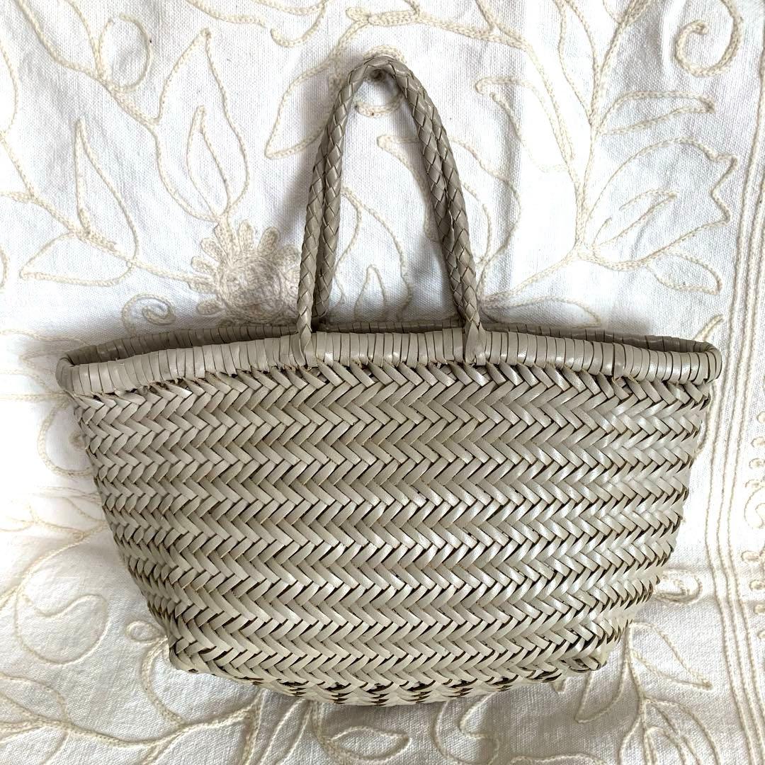 ぴのこ 未使用級ドラゴン 牛革 メッシュ トート バッグ ライトベージュ