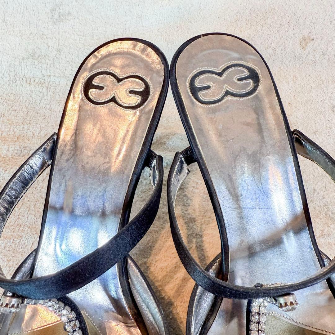 ESCADA エスカーダ ハートビジュー サテン ミュール 37 黒