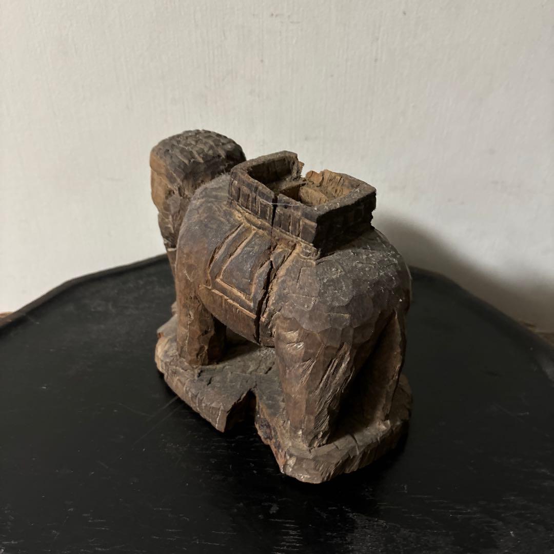 古い木彫　普賢菩薩　仏像　古美術　アンティーク　古道具　骨董　木造　李朝　中国