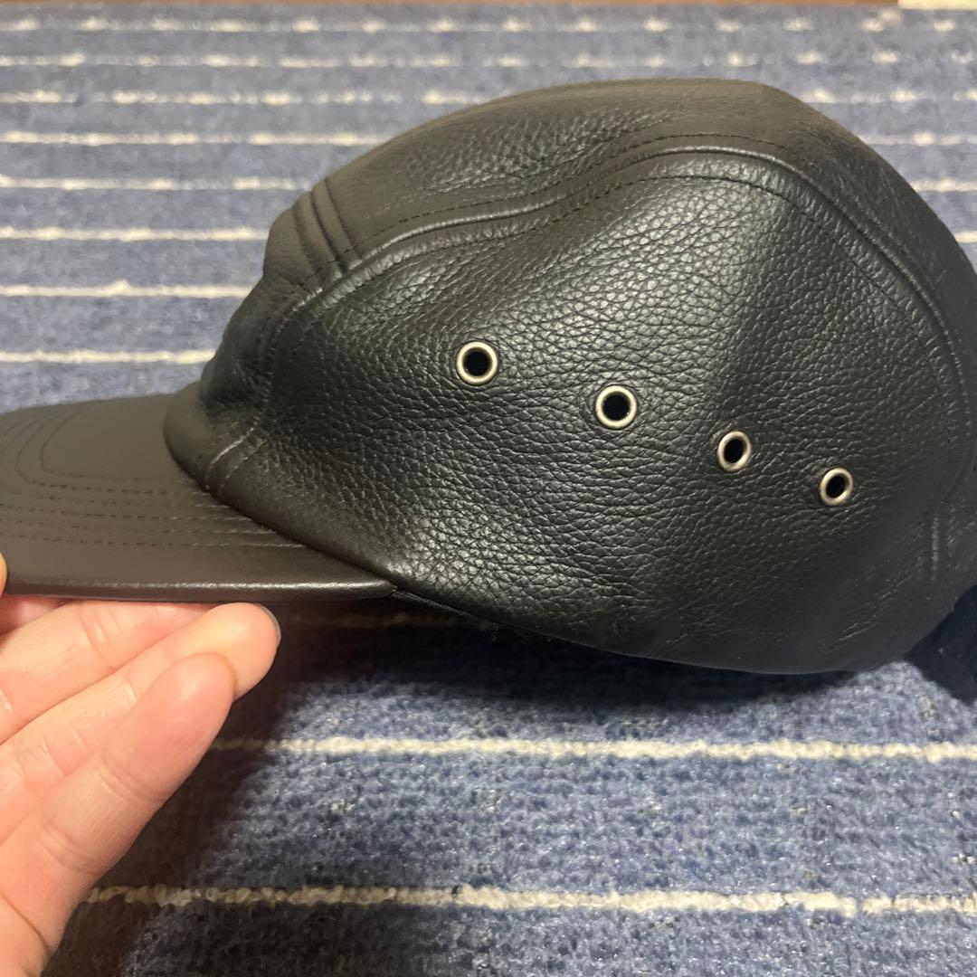 美品✨ supreme キャップ 黒 レザー 本革