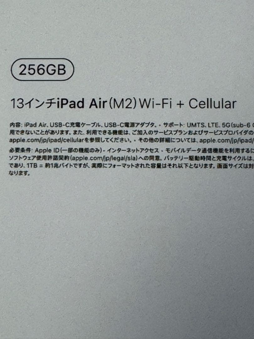 超美品iPad Air (M2) 256GB 13インチ Cellularモデル