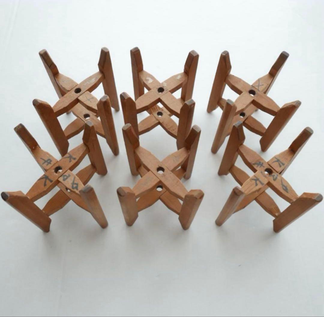 木製糸巻き☆6個セット☆釘なし☆無垢材☆ヴィンテージ☆古民具☆機織りの木枠