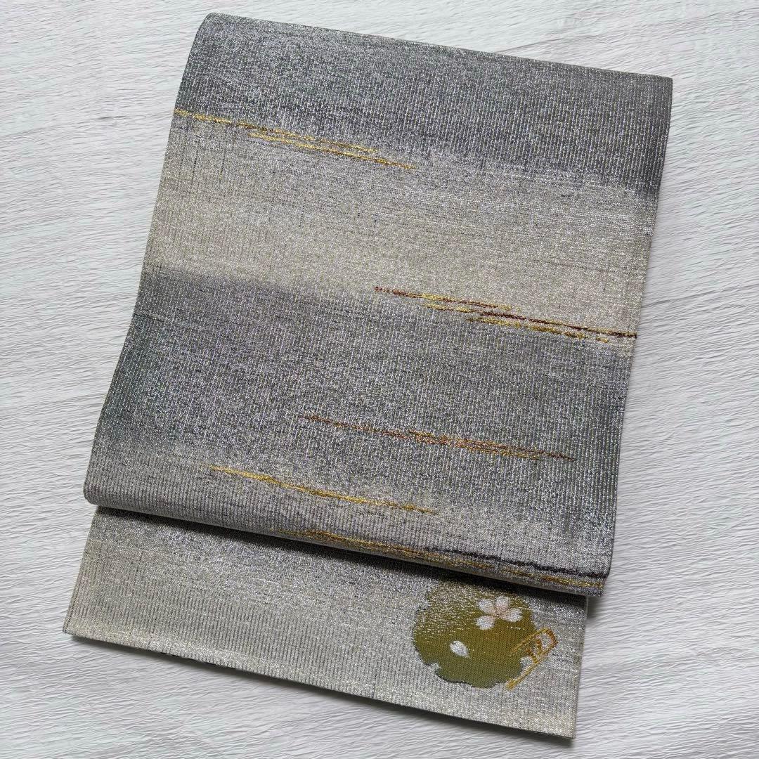 m-9 3way 葵小袖文様 華唐草 月 全通 袋帯 正絹 未使用極美品