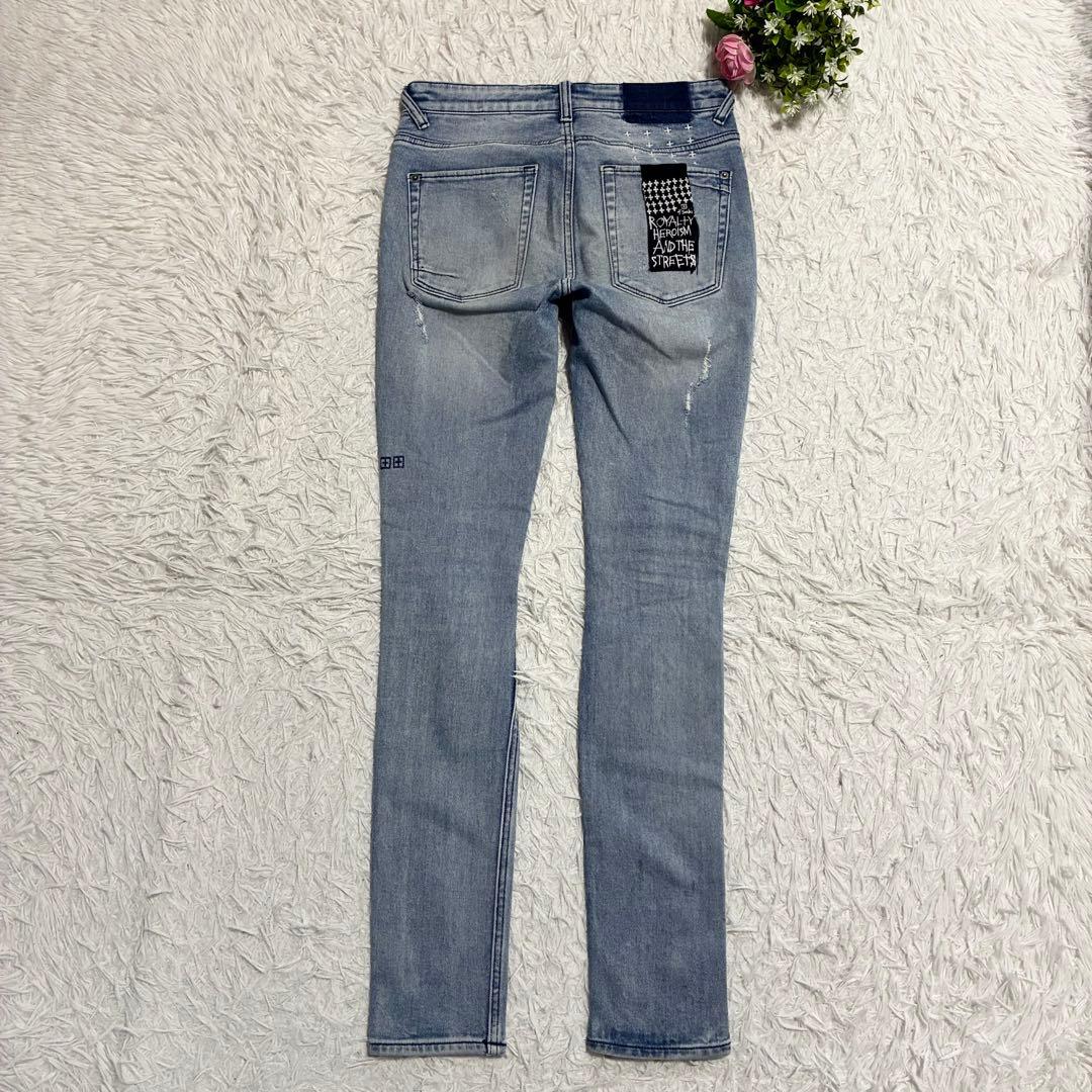 【KSUBI】スビ ダメージ加工ストレッチデニムパンツ クラッシュデニム 29