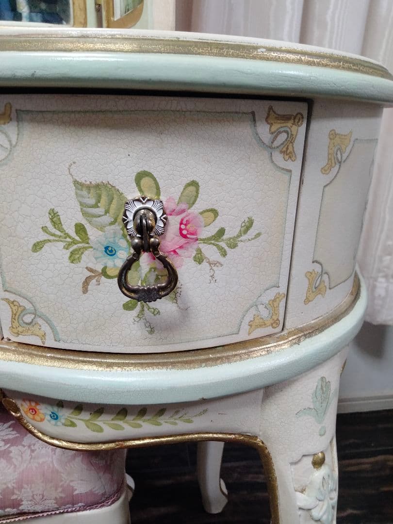 ロココ調　アンティーク　猫足　ドレッサー　三面ミラー