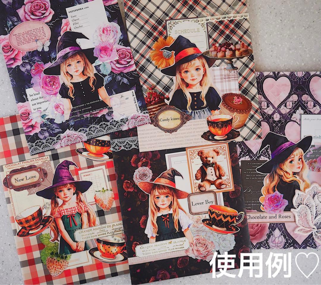 新作♡A4 ハロウィンデザインペーパー＆コラージュシート60枚　お菓子つき　素材