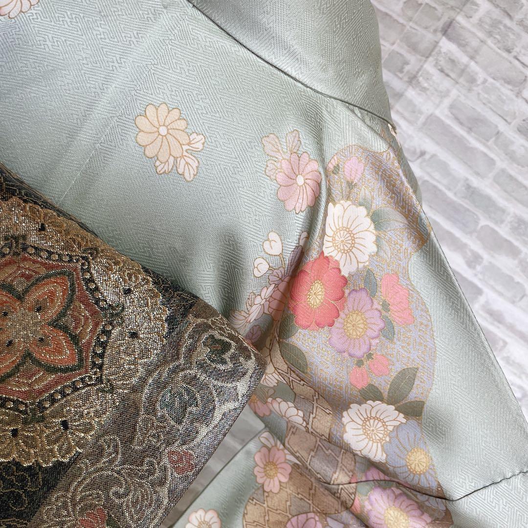 訪問着　フルセット　辻ヶ花　桜のような辻ヶ花　金駒刺繍　綸子　半衿　着物　Q5