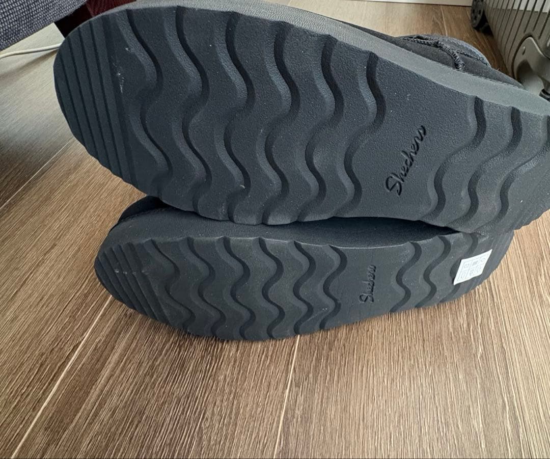SKECHERS ハンズフリー スリップイン ムートンブーツ黒23.5cm