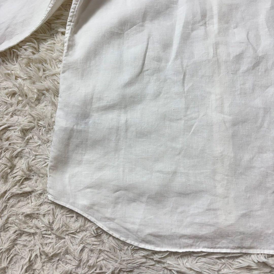 美品　ラルフローレン　長袖リネンシャツ　ポニー刺繍　白