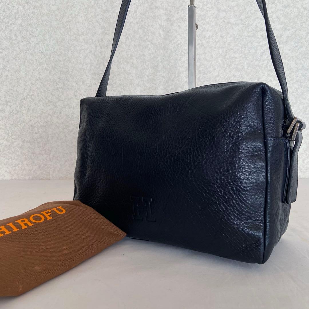 極美品✨ヒロフ ヴィータ レザーショルダーバッグ M 完売品 2way 濃紺