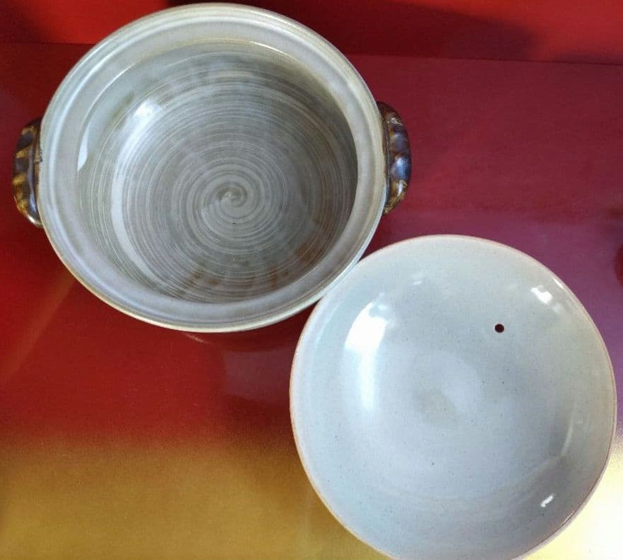 新品土鍋セット　萬古焼　みすゞ鍋９号　４〜５人用　呑水れんげ薬味皿ガラ入れ　箱入