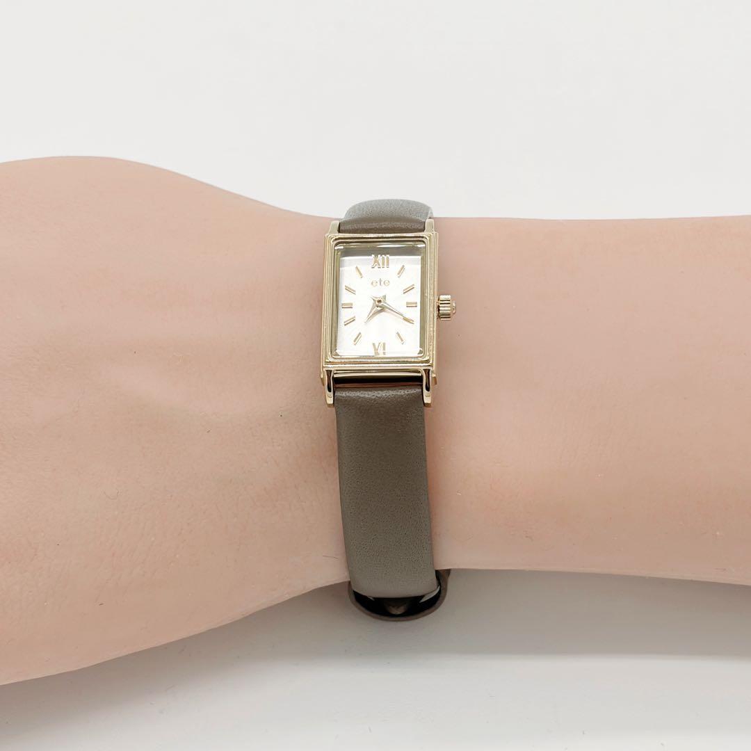 ete 腕時計 ダイヤ付 ゴールド×グレージュ ナチュラル 大人 美品