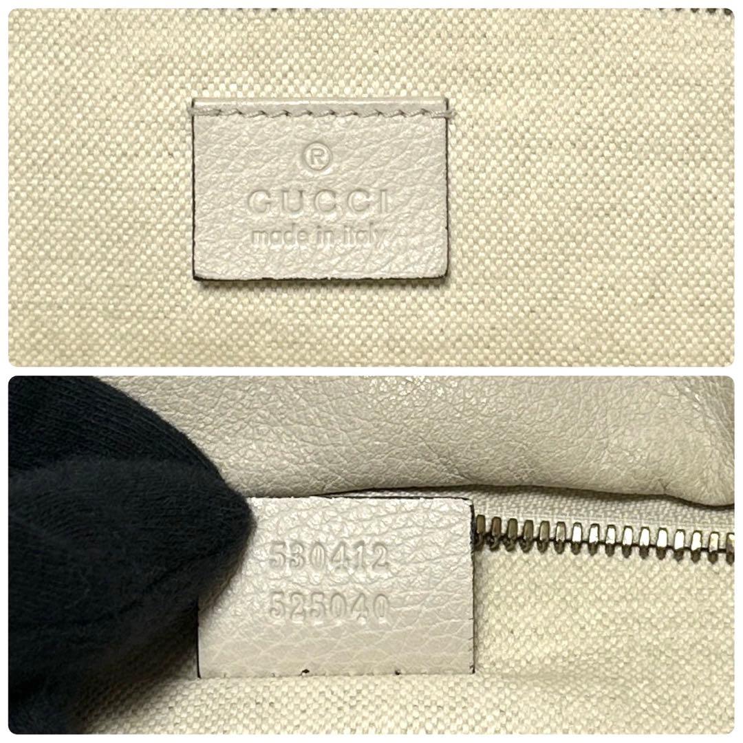 k61【美品】グッチ　ロゴプリント　レザー　シェリーライン　ボディバッグ