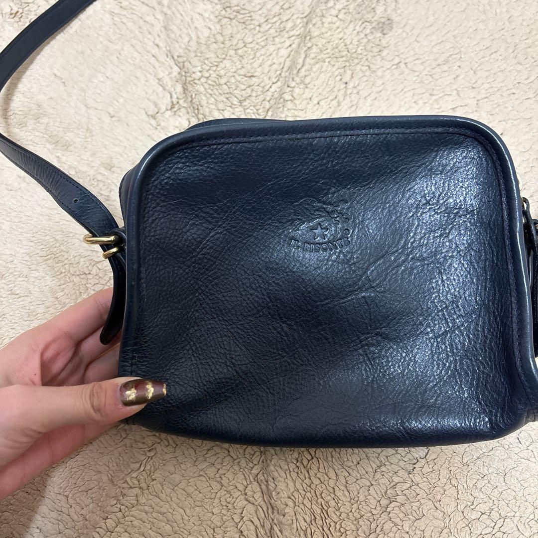IL BISONTE ネイビー レザー ショルダーバッグ