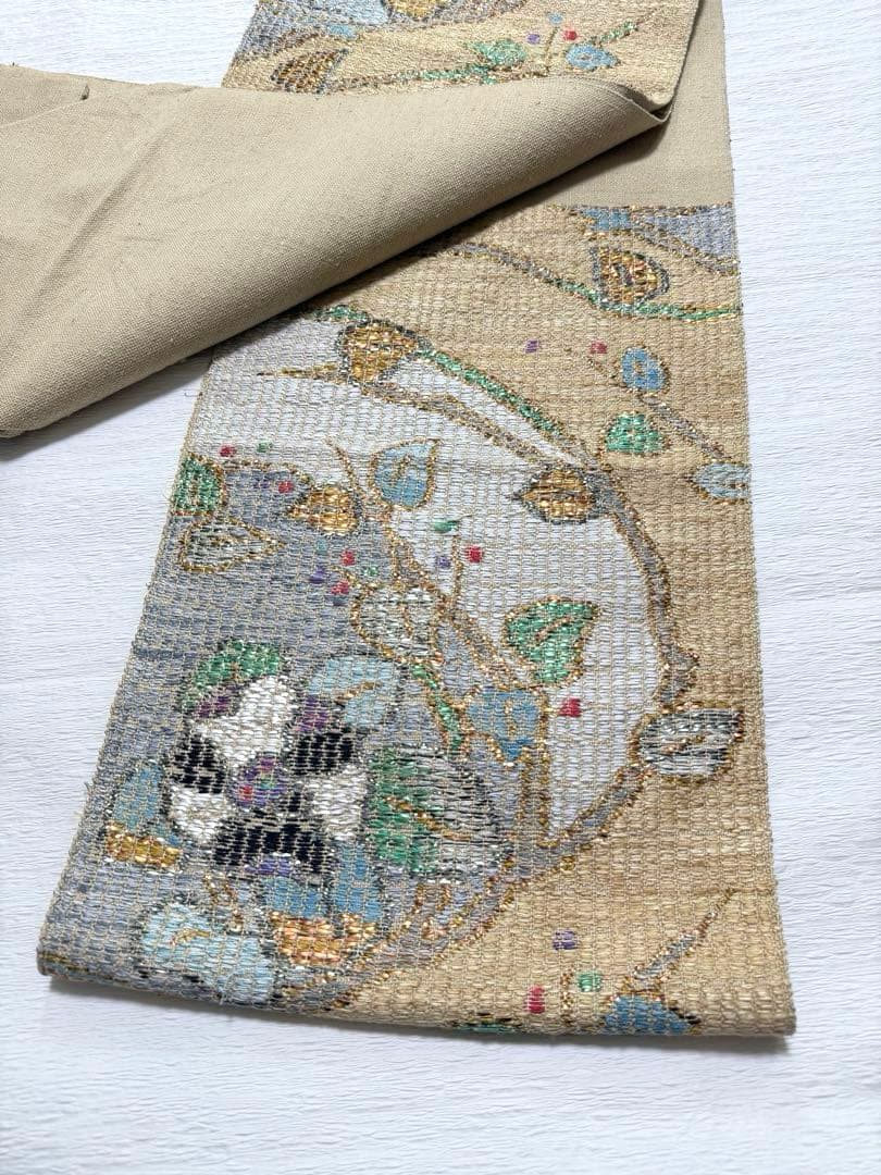 m-82 帯屋捨松 モザイクモール 花 名古屋帯 正絹