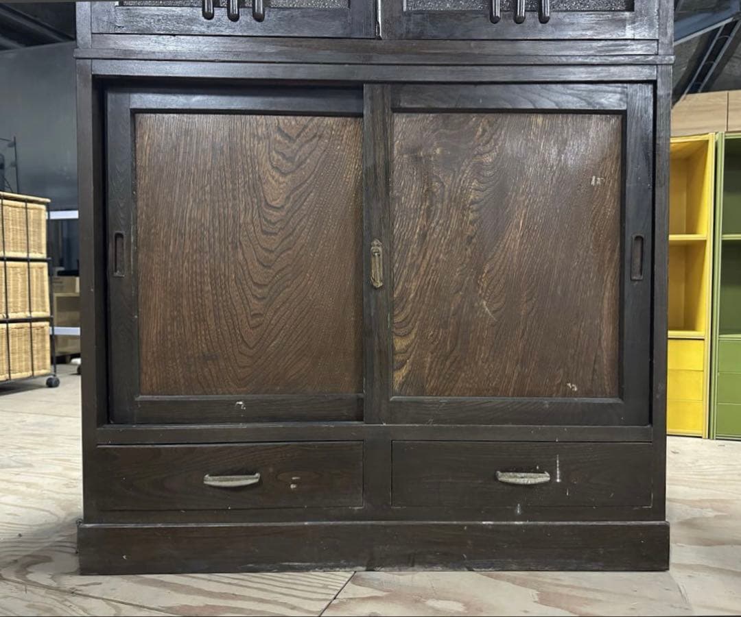 SNT1062 昭和レトロ アンティーク 古い木製収納棚 水屋箪笥 食器棚