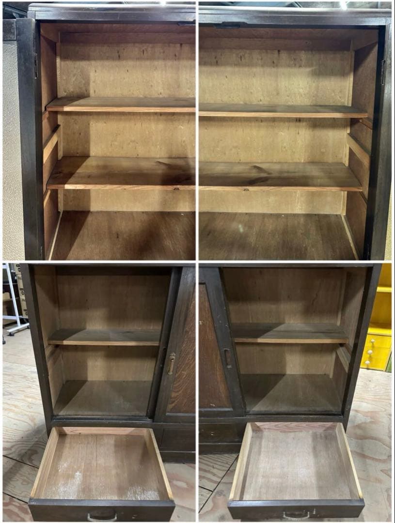 SNT1062 昭和レトロ アンティーク 古い木製収納棚 水屋箪笥 食器棚