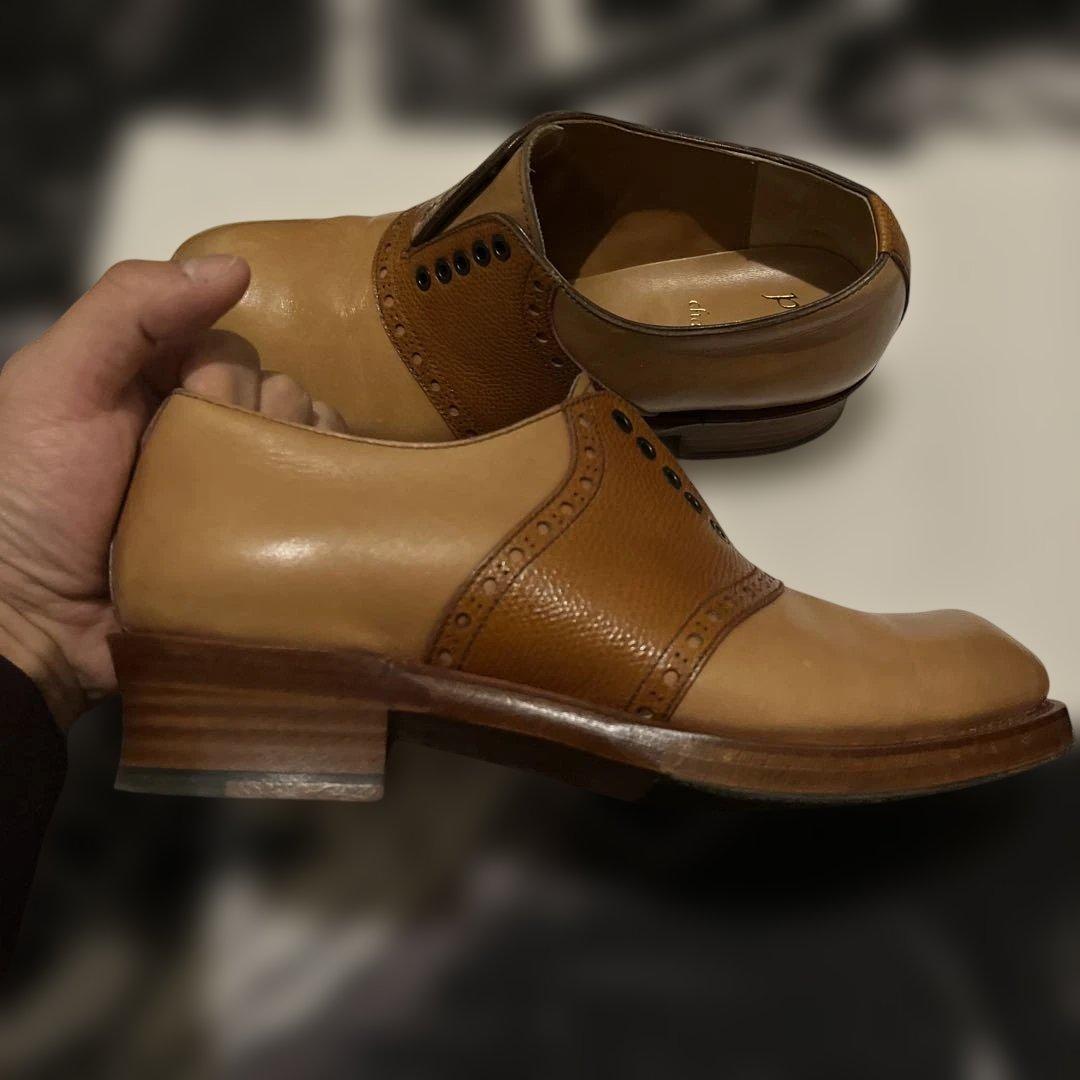 美品　ショセ　23.5cm サドルシューズ　PC-5076　キャメル×ブラウン