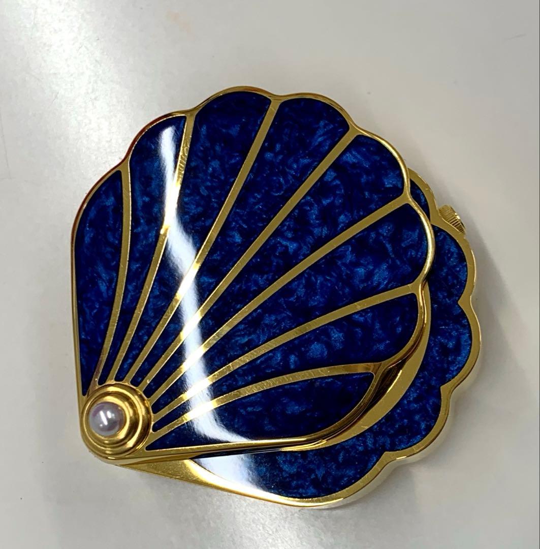 【値下げ】MIKIMOTO 真珠つき　シェル型トラベルラッカーパールクロック