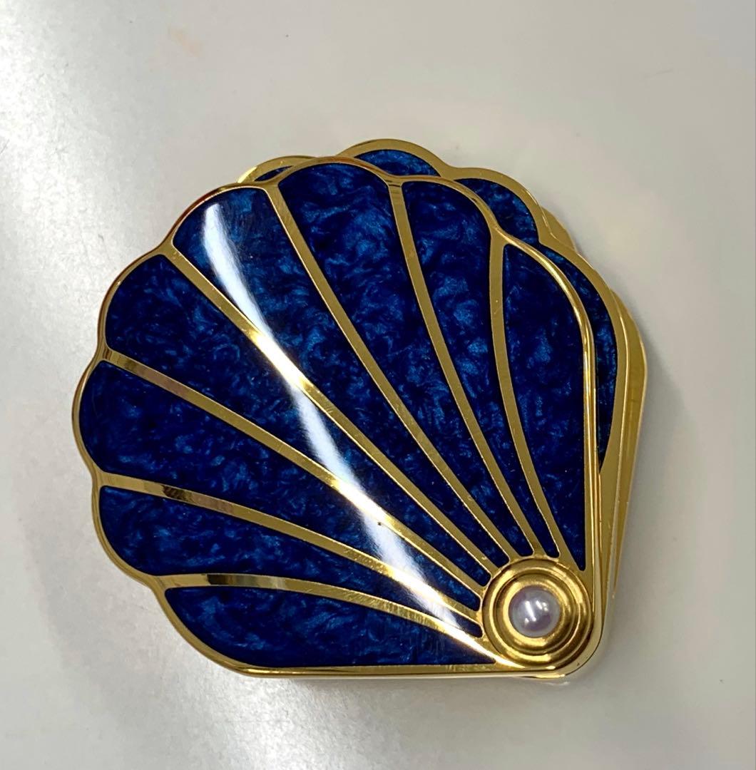 【値下げ】MIKIMOTO 真珠つき　シェル型トラベルラッカーパールクロック