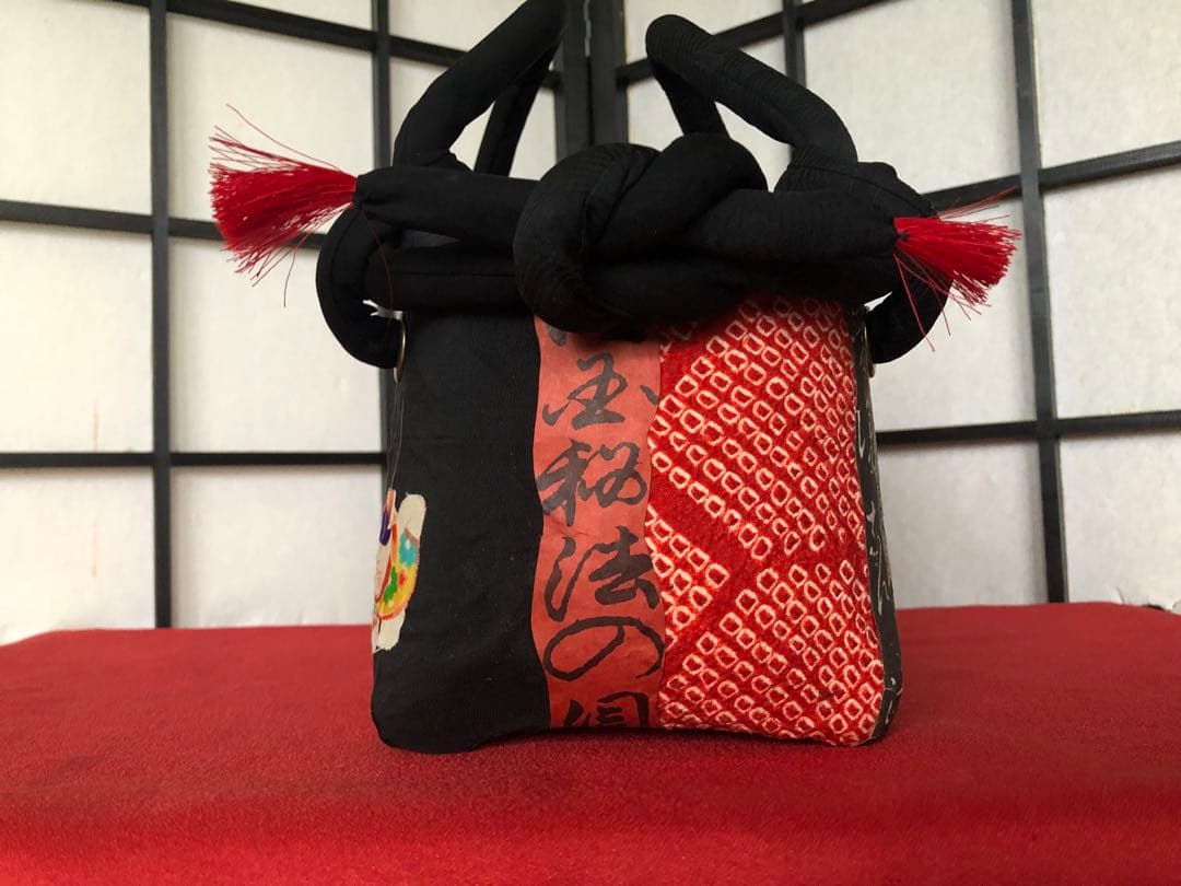 一閑張り　一閑張りバック　 江戸縮緬　古布　犬張子