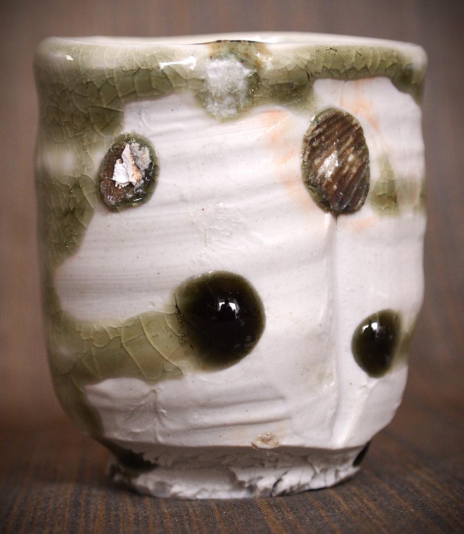 希少作★谷本貴【師：師：森正・谷本景】白磁(ビードロ）湯のみ★共箱