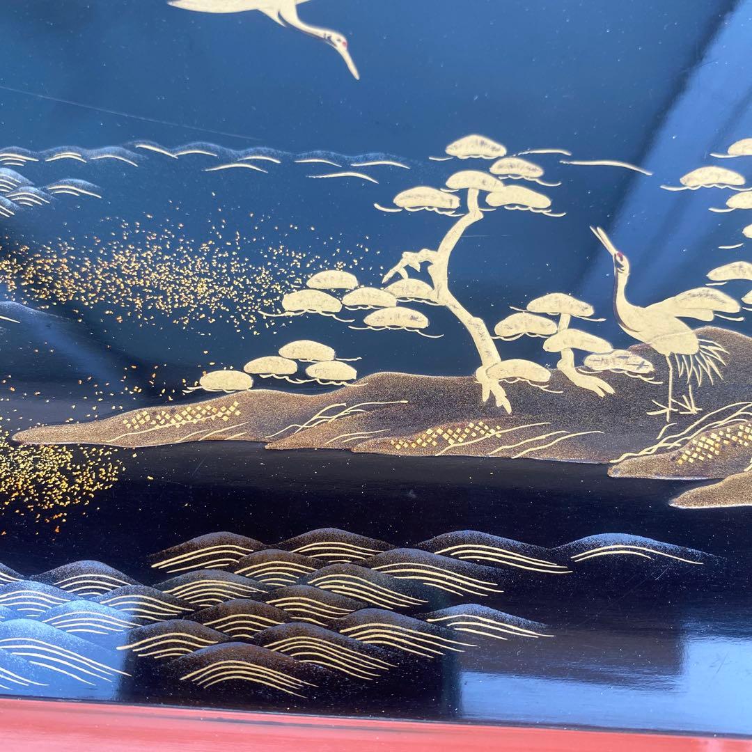 漆器盆セット 2枚 松鶴蒔絵　古美術　アンティーク