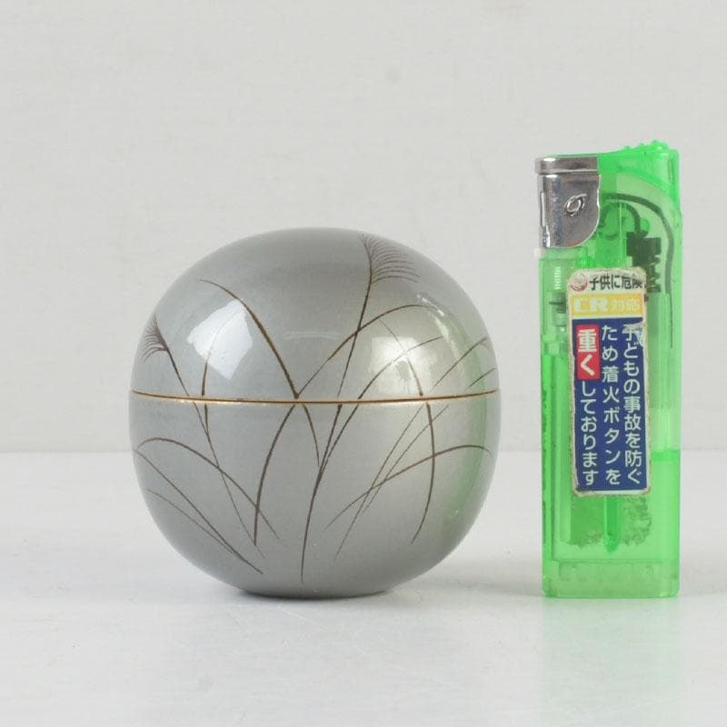 茶道具　越前蒔絵師　宮田宗景作　月見兎蒔絵　丸棗　共箱　V　9905