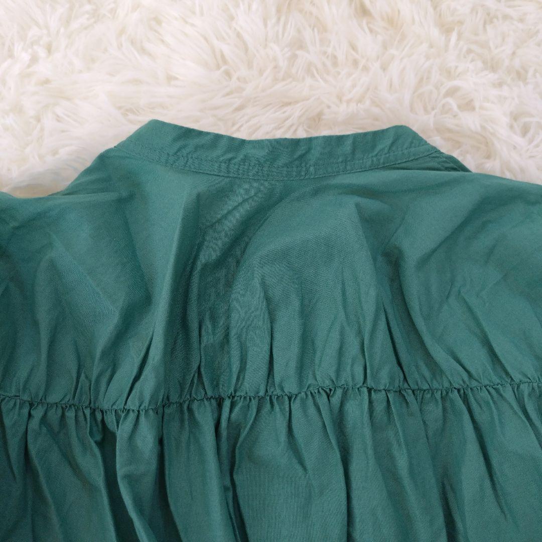 定番 ミズイロインド バックギャザーワイドシャツ グリーン