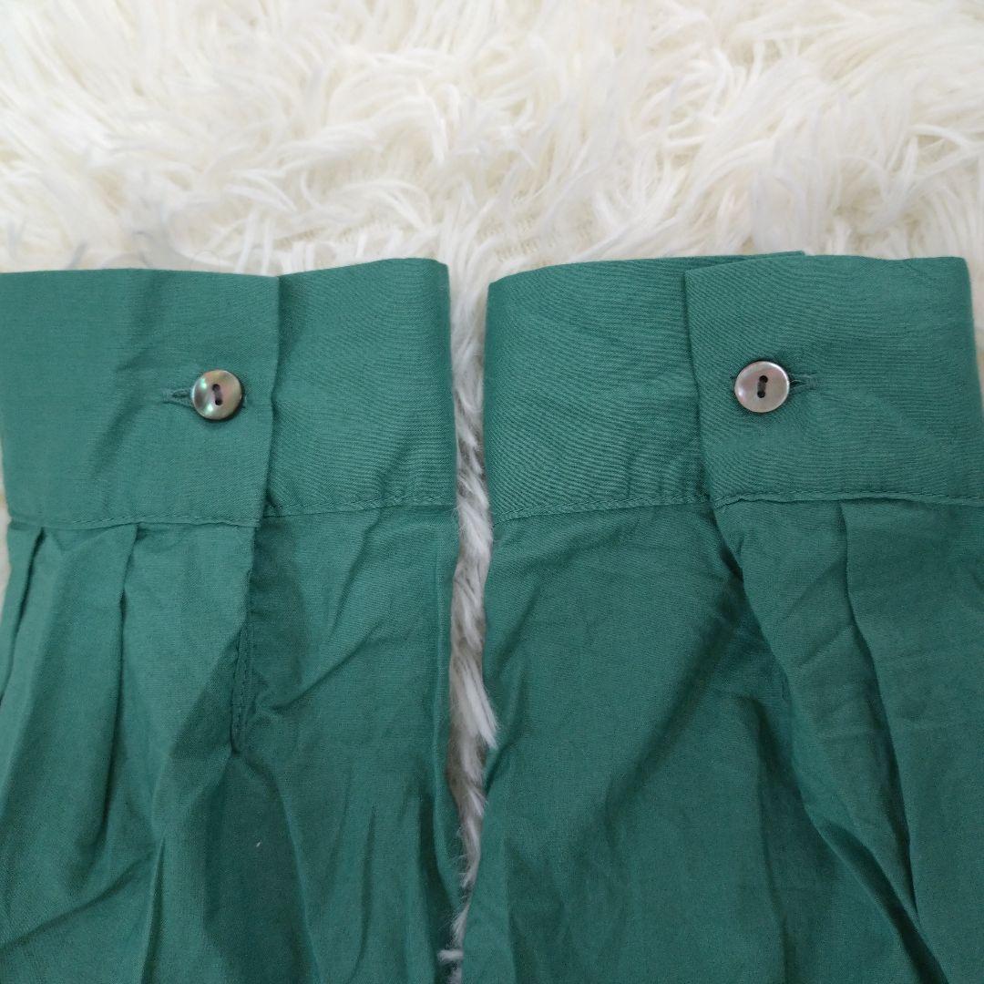 定番 ミズイロインド バックギャザーワイドシャツ グリーン