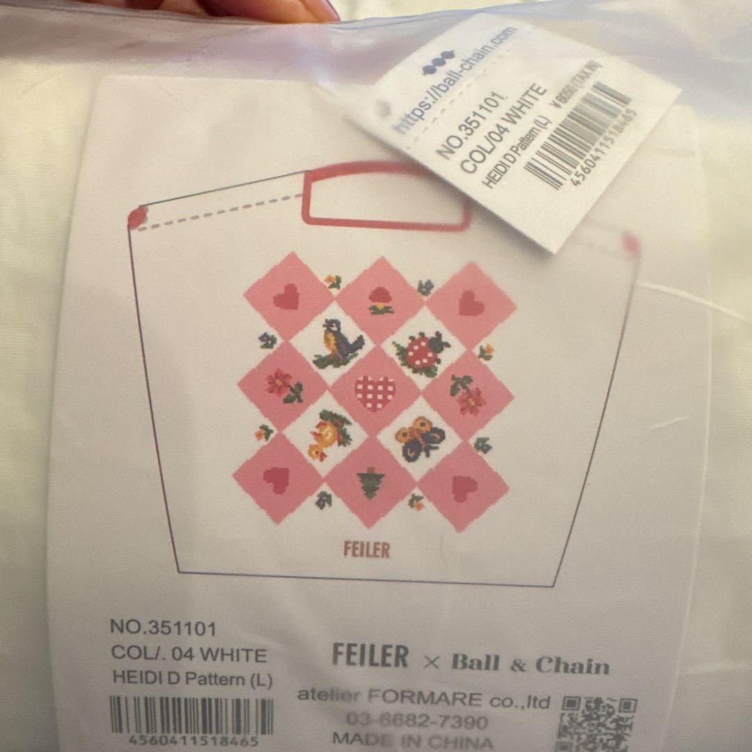 フェイラー　ボールアンドチェーン　チャーミング　ハイジ　エコバッグ　ホワイト　Ｌ